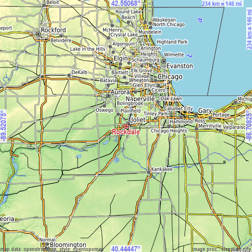 Topographic map of Rockdale