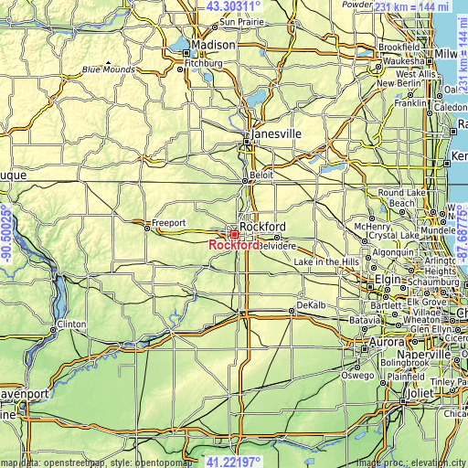 Topographic map of Rockford