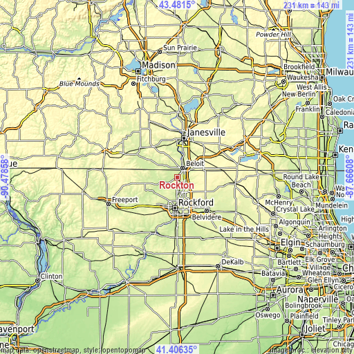 Topographic map of Rockton