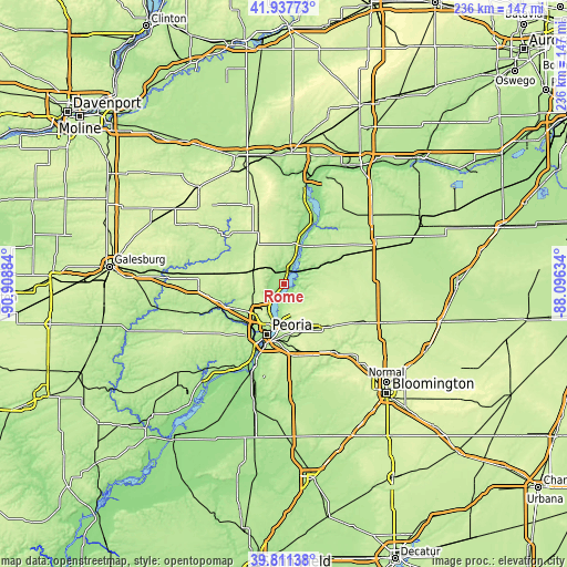 Topographic map of Rome