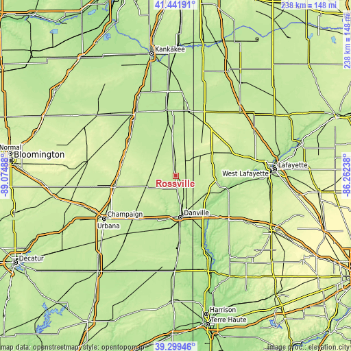 Topographic map of Rossville