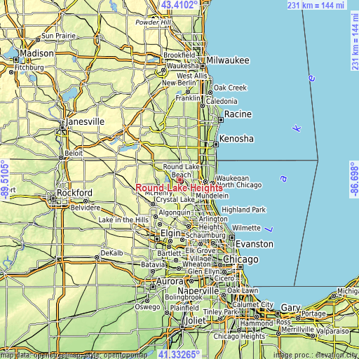 Topographic map of Round Lake Heights