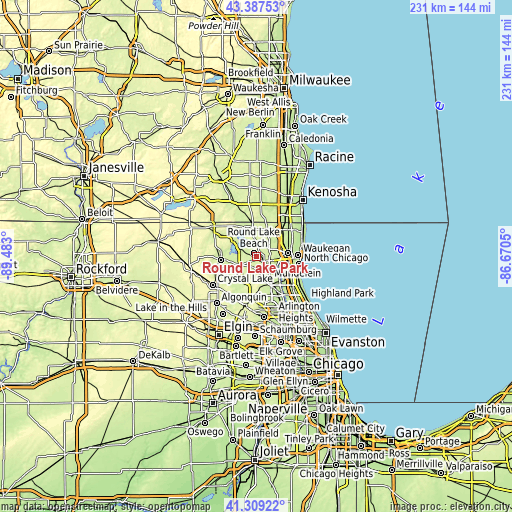 Topographic map of Round Lake Park