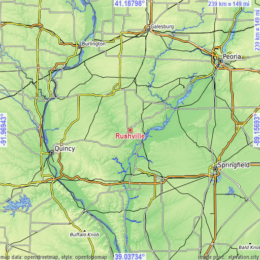 Topographic map of Rushville