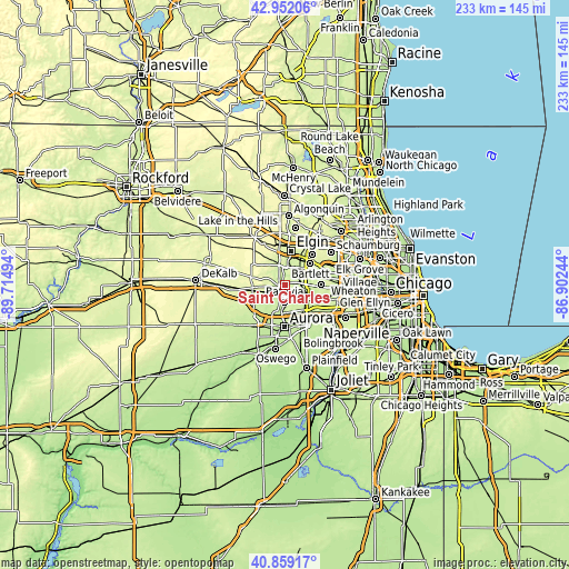 Topographic map of Saint Charles