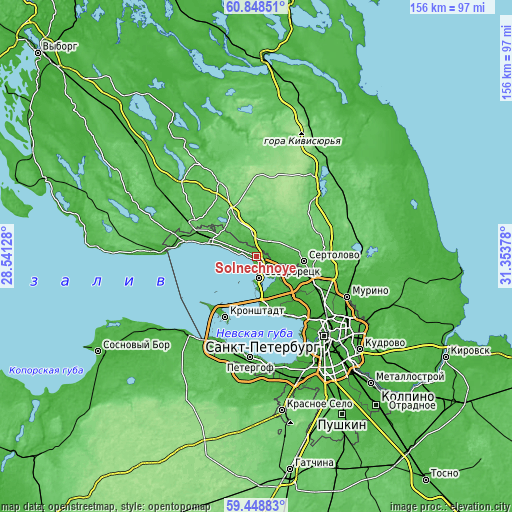 Topographic map of Solnechnoye