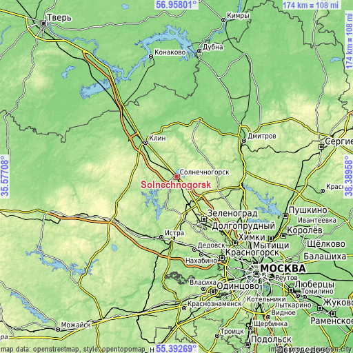 Topographic map of Solnechnogorsk