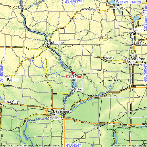 Topographic map of Savanna