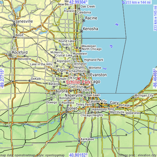 Topographic map of Schiller Park