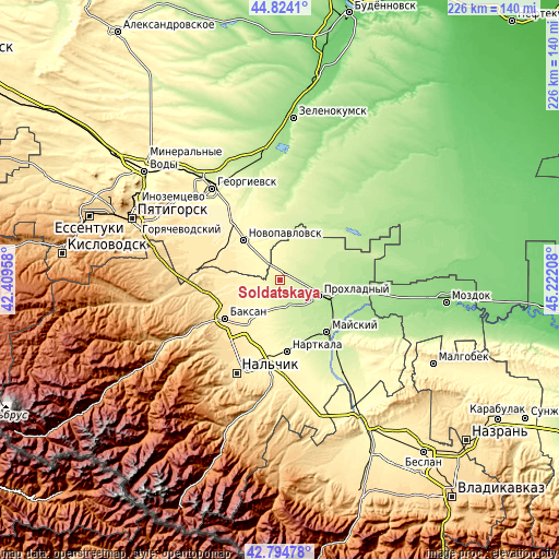 Topographic map of Soldatskaya