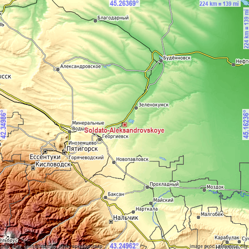 Topographic map of Soldato-Aleksandrovskoye