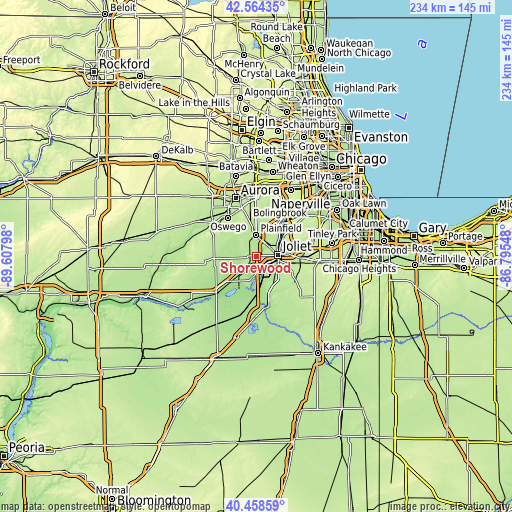 Topographic map of Shorewood