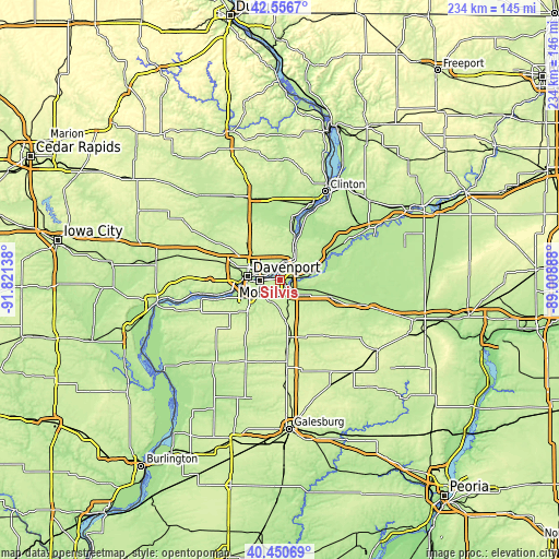 Topographic map of Silvis