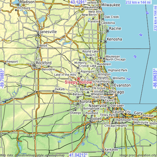 Topographic map of Sleepy Hollow