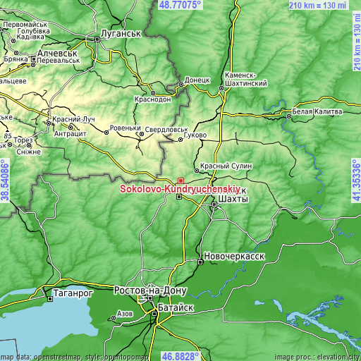 Topographic map of Sokolovo-Kundryuchenskiy