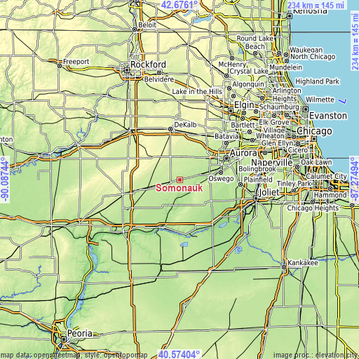 Topographic map of Somonauk