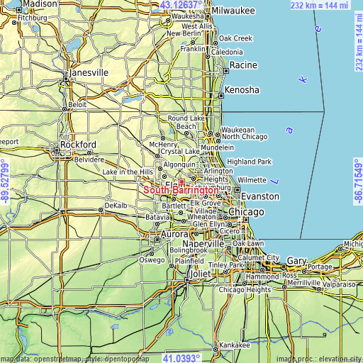 Topographic map of South Barrington