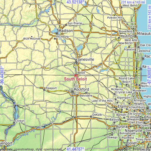 Topographic map of South Beloit