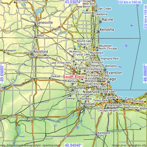 Topographic map of South Elgin