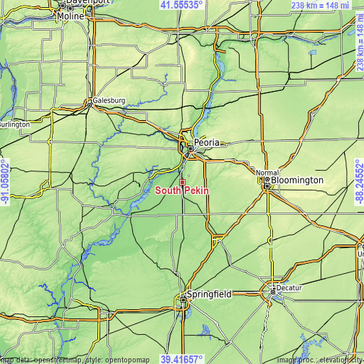 Topographic map of South Pekin