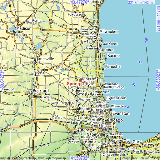 Topographic map of Spring Grove