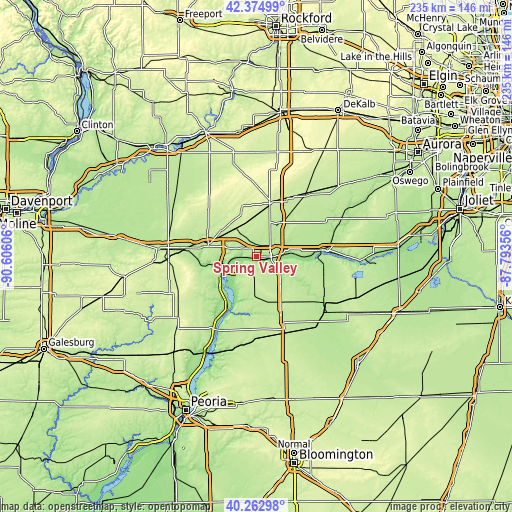 Topographic map of Spring Valley