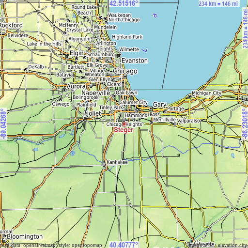 Topographic map of Steger