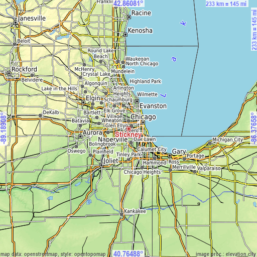 Topographic map of Stickney