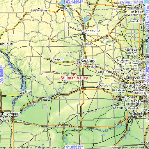 Topographic map of Stillman Valley