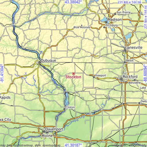 Topographic map of Stockton