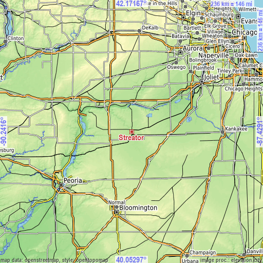 Topographic map of Streator