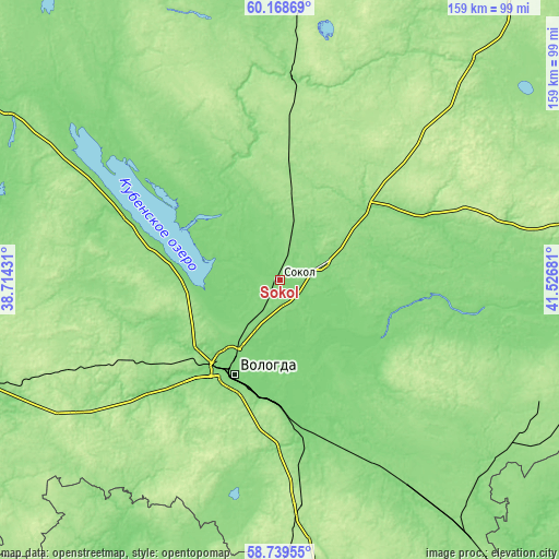 Topographic map of Sokol