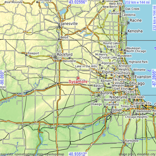 Topographic map of Sycamore