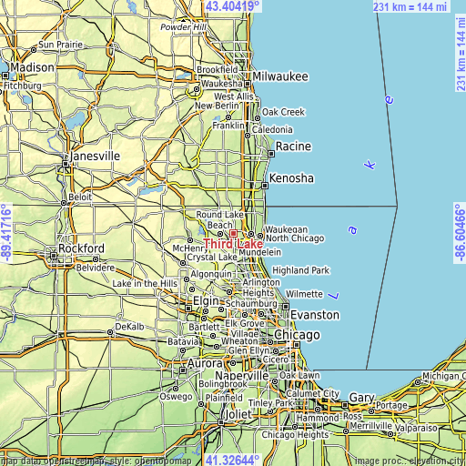 Topographic map of Third Lake