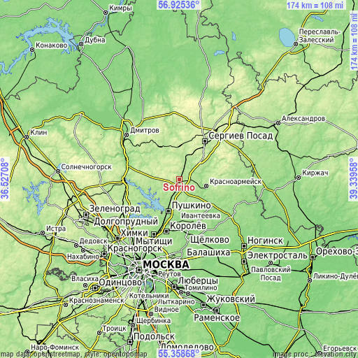 Topographic map of Sofrino