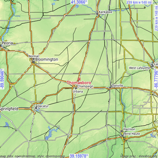 Topographic map of Thomasboro