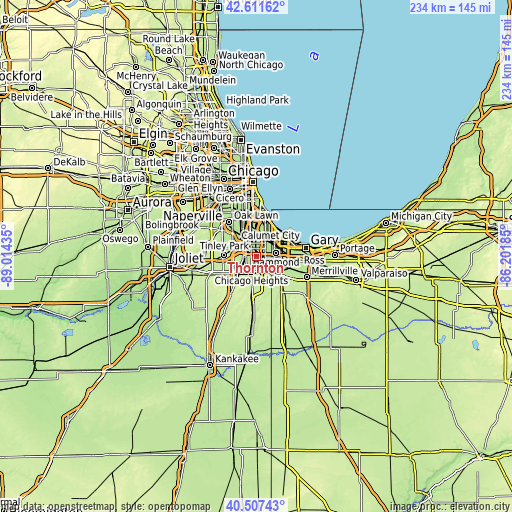 Topographic map of Thornton