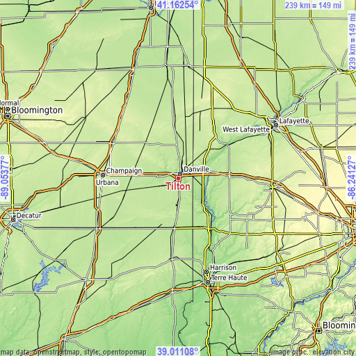 Topographic map of Tilton