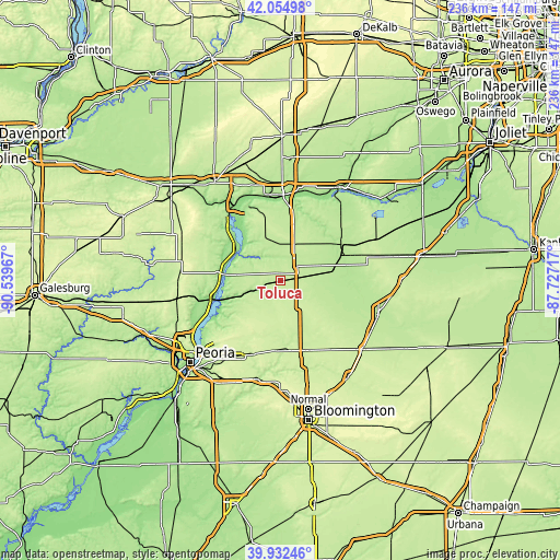 Topographic map of Toluca