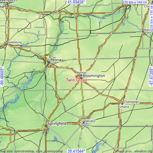 Topographic map of Twin Grove