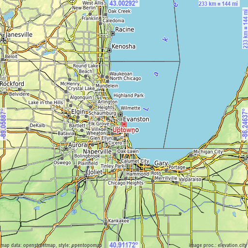 Topographic map of Uptown