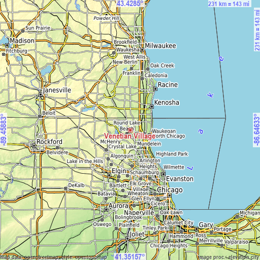 Topographic map of Venetian Village