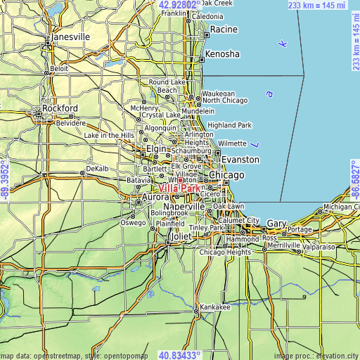 Topographic map of Villa Park