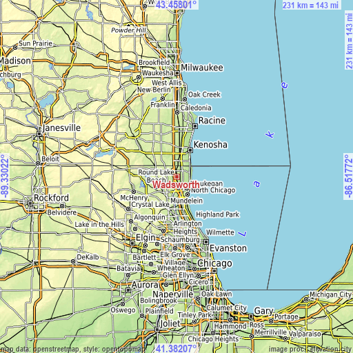 Topographic map of Wadsworth