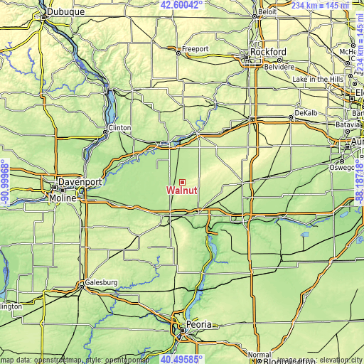 Topographic map of Walnut