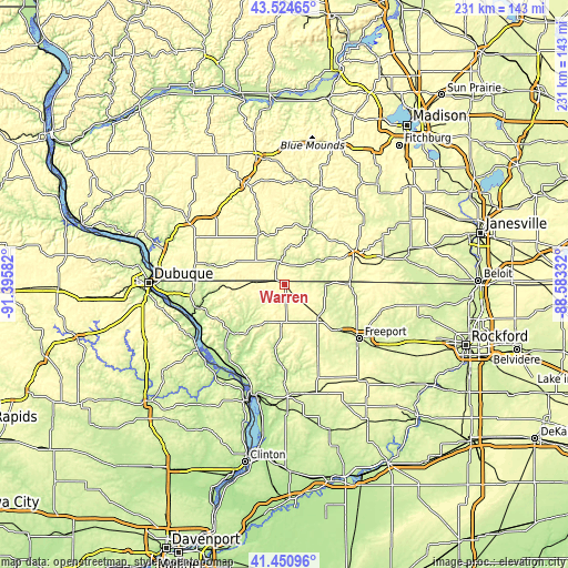 Topographic map of Warren