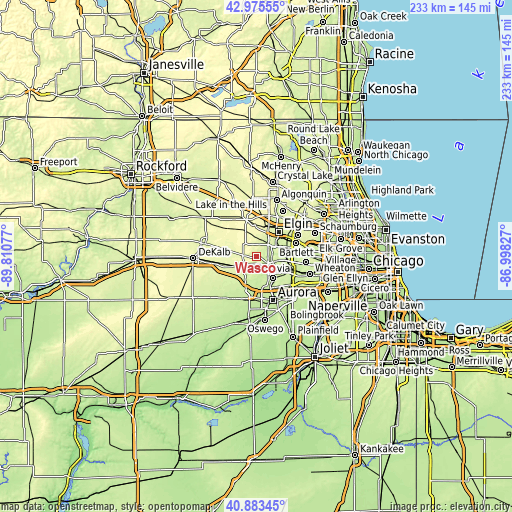 Topographic map of Wasco