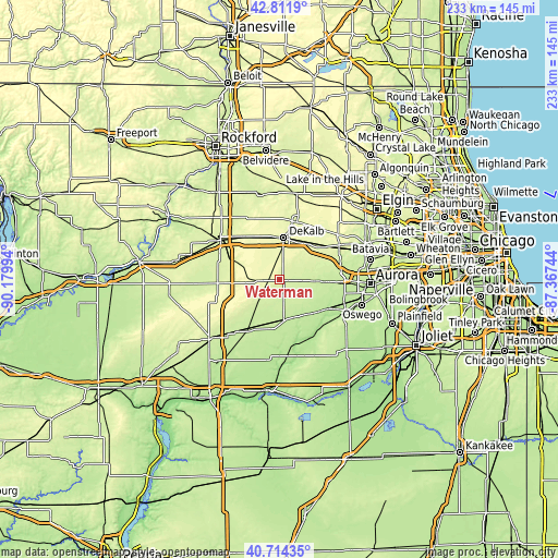 Topographic map of Waterman