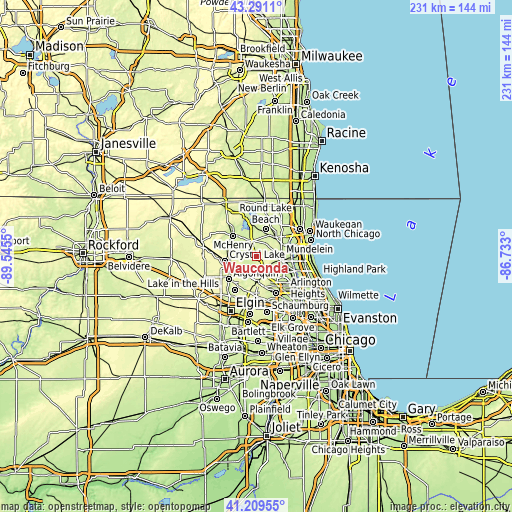 Topographic map of Wauconda