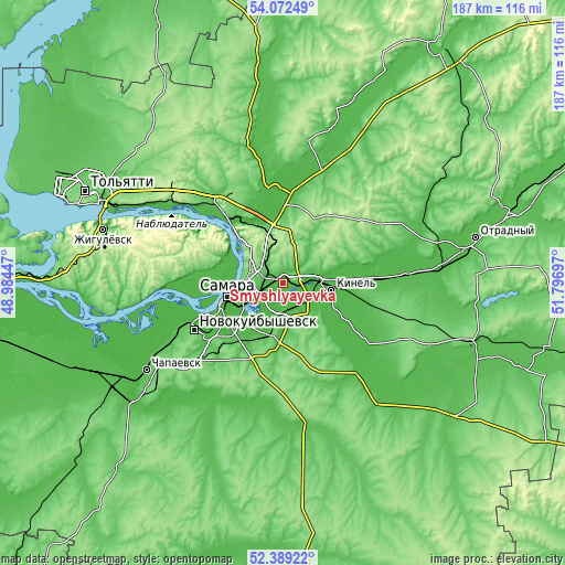 Topographic map of Smyshlyayevka